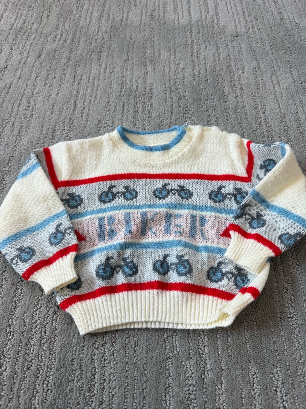 Vintage Biker Bicycle Sweater Toddler 24M Made in Japan Retro Knit